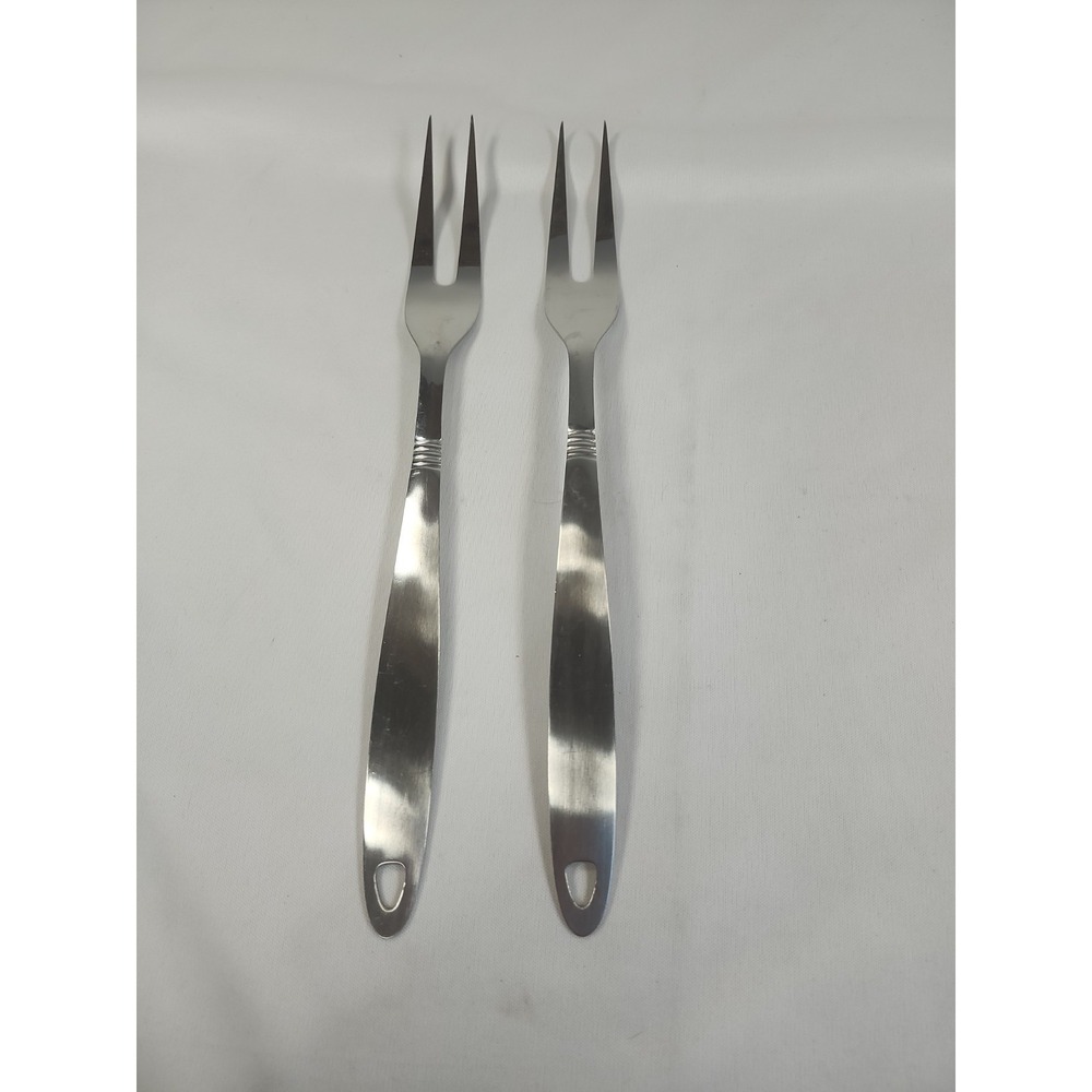Lot‎ Of 2 Stainless Steal Serving Forks 12.25 Inches X 1.25 Inches